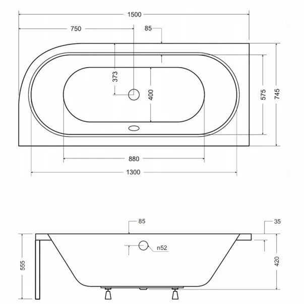 Cada asimetrica Besco Avita 150x75 cm stanga [2]