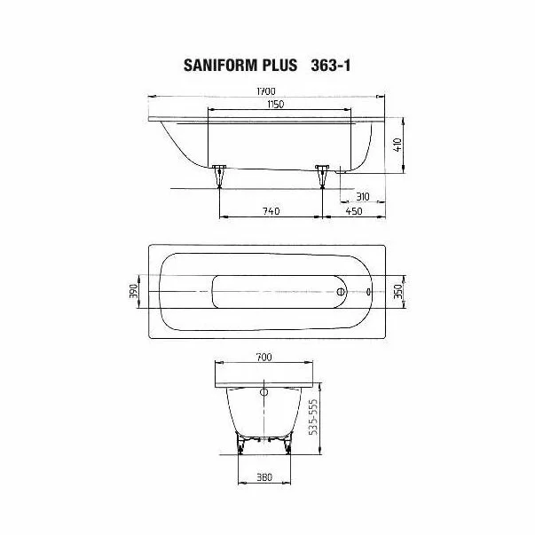 Cada dreptunghiulara Kaldewei Saniform Plus 170x70 cm [1]