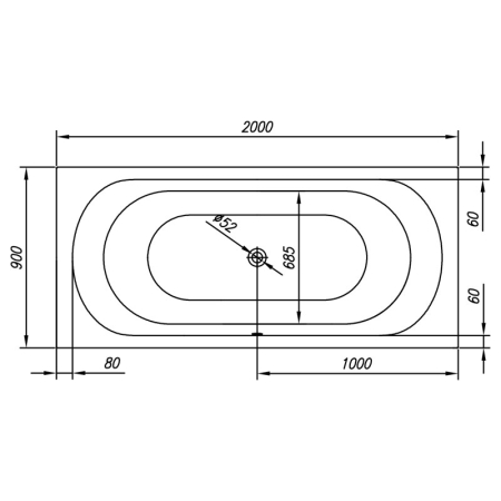Cada dreptunghiulara Kolpasan, Betty, 200 x 90 cm, alb [1]