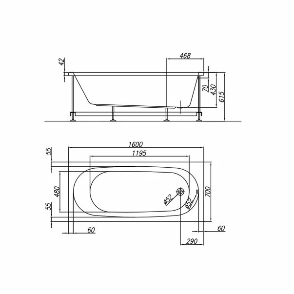 Cada dreptunghiulara Kolpasan Tamia 160x70 cm [2]