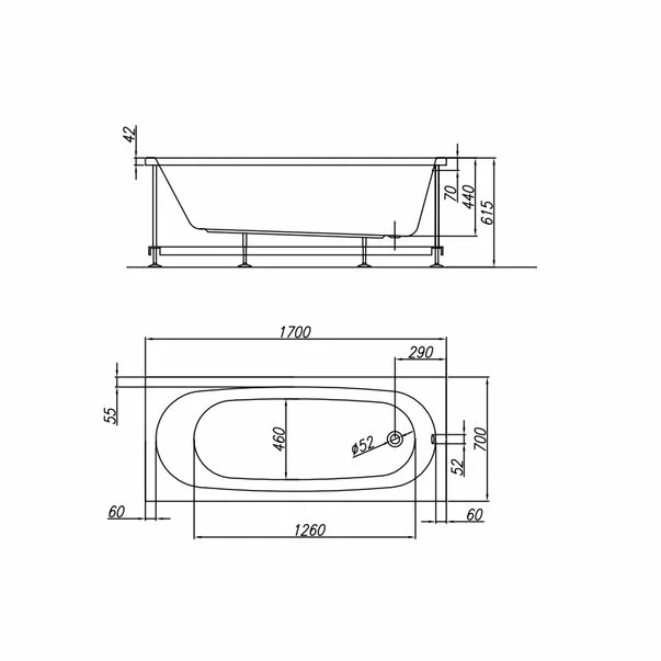 Cada dreptunghiulara Kolpasan Tamia 170x70 cm [2]
