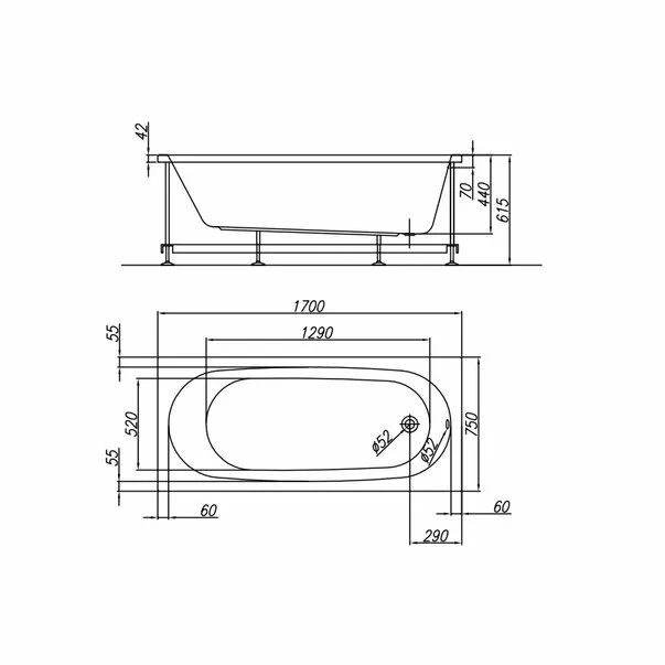 Cada dreptunghiulara Kolpasan Tamia 170x75 cm [2]