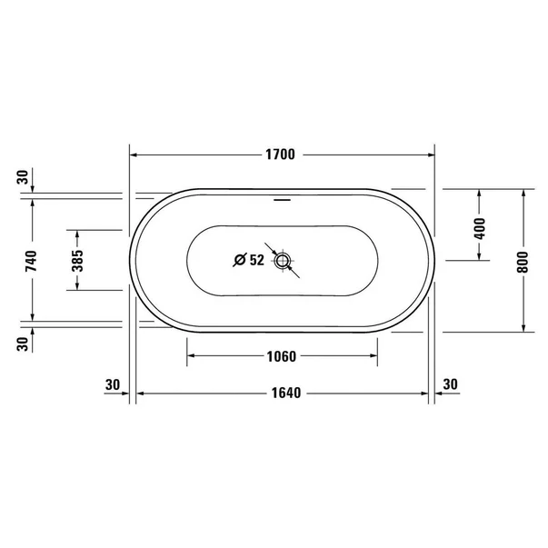 Cada freestanding alb Duravit DuraSenja 170x80 cm [2]