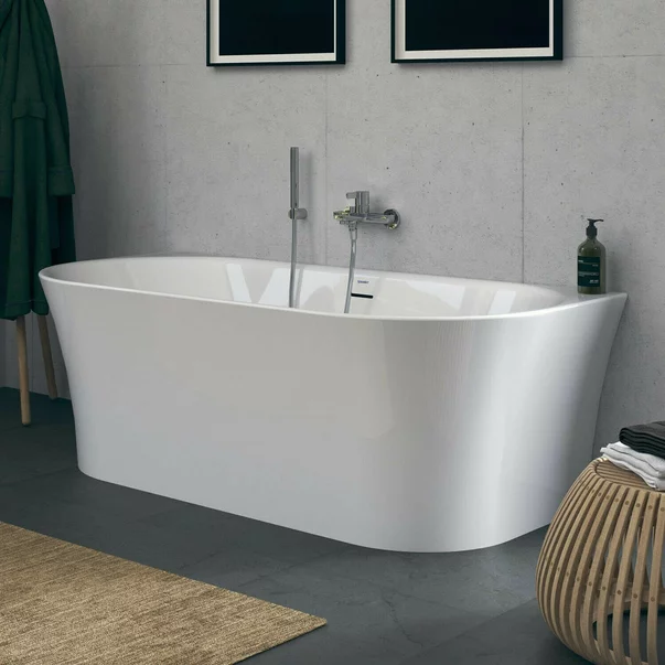 Cada freestanding alb Duravit DuraSenja 170x80 cm lipita de perete, BTW [1]