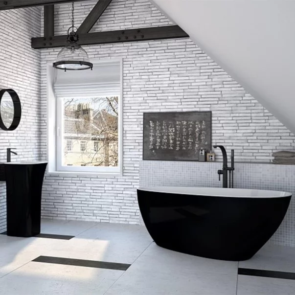 Cada freestanding Besco Goya 170x72 cm alb - negru [1]