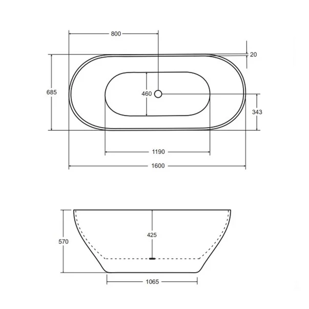 Cada freestanding Besco Moya 160x68 cm alb lucios [2]