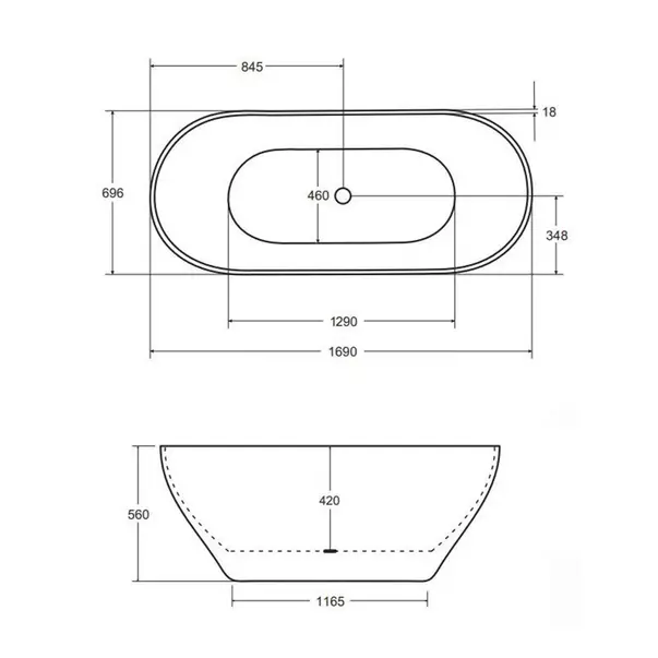 Cada freestanding Besco Moya 170x72 cm alb lucios [2]