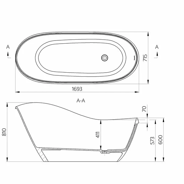 Cada freestanding din compozit Marmite Oyster 169,3x71,5 cm [1]