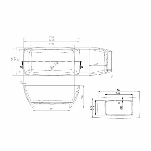 Cada freestanding din compozit Vayer Gemini alb 147x74 cm [1]