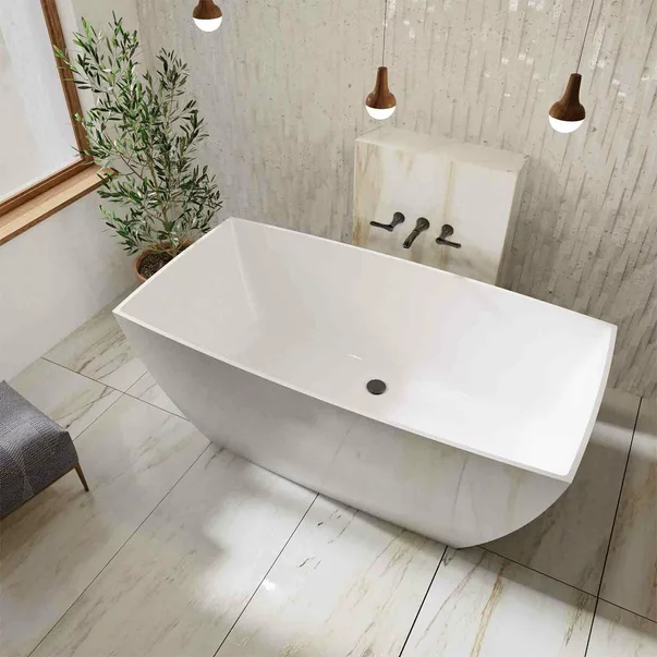 Baie - Cada freestanding din compozit Vayer Gemini alb 147x74 cm