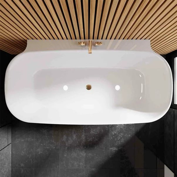 Baie - Cada freestanding din compozit Vayer Nova 2 alb 164x83 cm lipita de perete, BTW