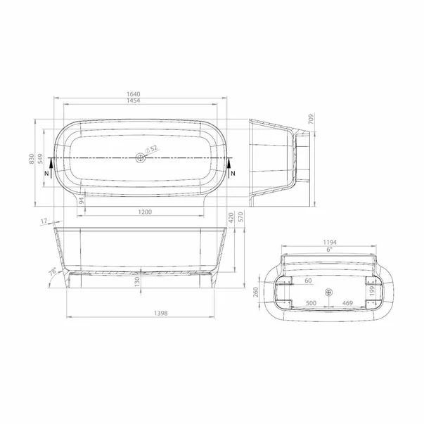 Cada freestanding din compozit Vayer Nova 2 alb 164x83 cm lipita de perete, BTW [1]