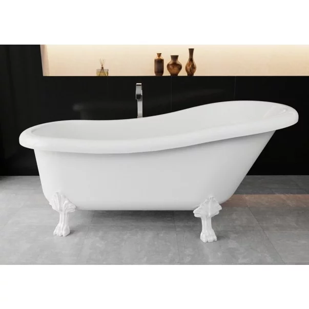 Cada freestanding din compozit Vayer Retro 169x82 cm picioare albe [2]