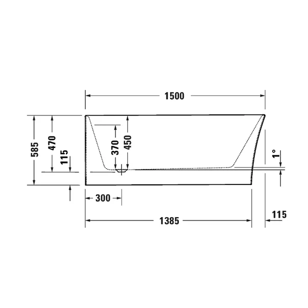 Cada freestanding Duravit DuraSenja 150x75 cm finisaj alb stanga lipita de perete, BTW [3]