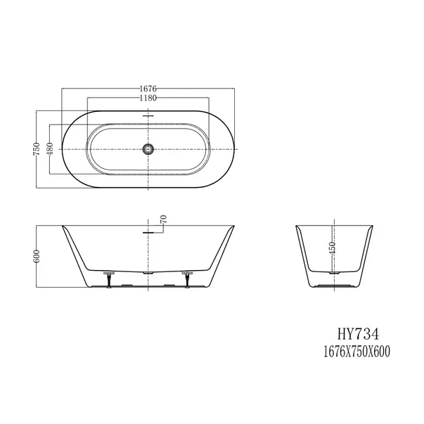 Cada freestanding Florida Viva 168x75 cm alb [2]