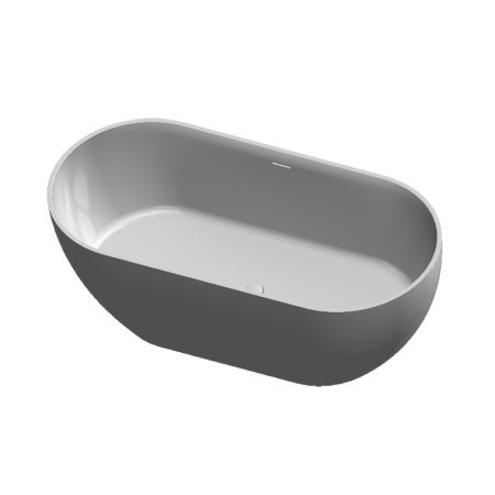 Cazi baie - Cadă freestanding Fluminia, Vezuv, din cast marble, cu preaplin 170 x 80 x h61 cm, alb mat