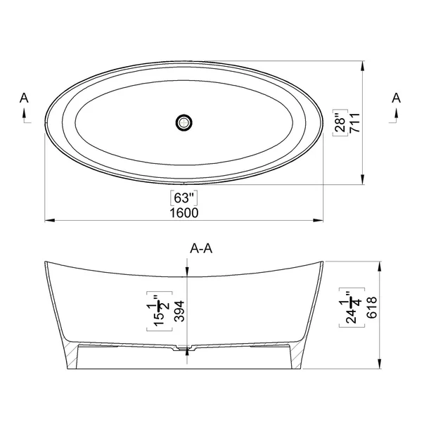 Cada freestanding Marmite Poros 160x72 cm alb [1]