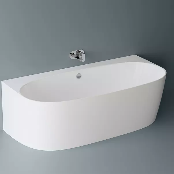 Cadite pentru dus - Cada ovala din compozit Marmite Como 180x86 cm lipita de perete, BTW