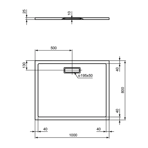 Cadita de dus dreptunghiulara Ideal Standard Ultra Flat New negru mat 100x80 cm [5]