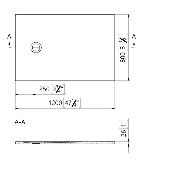 Cadita de dus dreptunghiulara Marmite Burgos 120x80 cm alb mat [2]