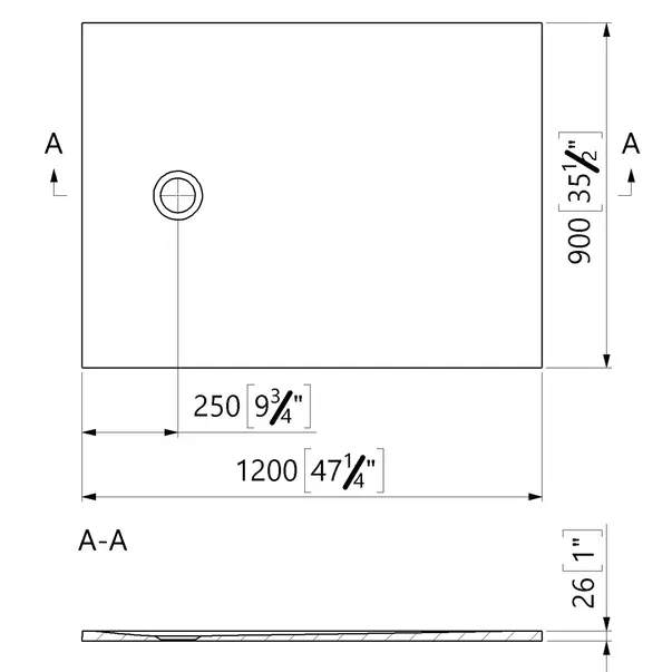 Cadita de dus dreptunghiulara Marmite Burgos 120x90 cm alb mat [2]