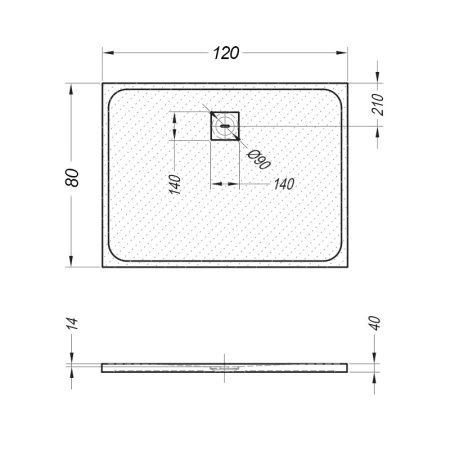 Cadita de dus, Kolpasan, Moonwalk, dreptunghiulara, 120 x 80 cm, alb [1]