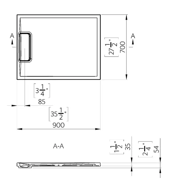 Cadita de dus Marmite Bilbao 90x70 cm alb mat [3]