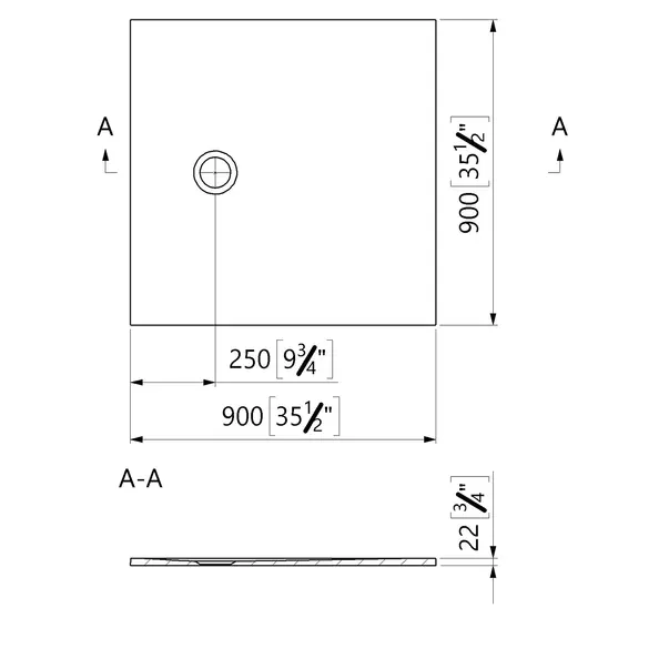 Cadita de dus Marmite Burgos 90x90 cm alb mat [2]