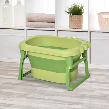  Cadita pentru baita pentru nou-nascuti si copii cu varsta intre 0-6 ani, din plastic antiderapant, verde, 75.3x55.4x43cm [1]