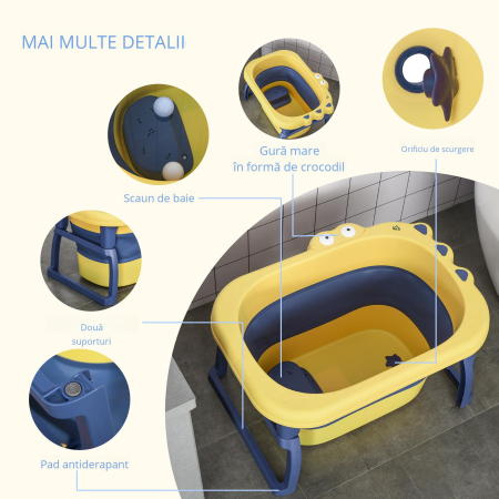  Cadita Pliabila 0-6 Ani - Nou-Nascuti, Albastru & Galben [3]