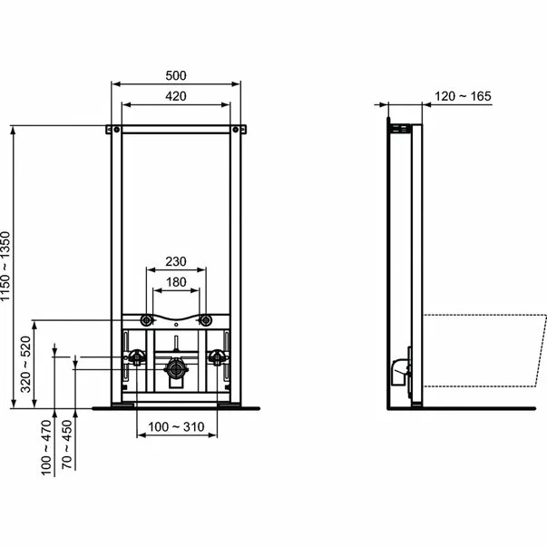 Cadru bideu Ideal Standard ProSys inaltime 115-135 cm [1]