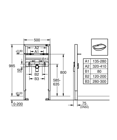 Cadru lavoar Grohe 38541000, suspendat Rapid SL, tip montare incastrat, tip instalare in perete, tip alimentare 1/2 [2]