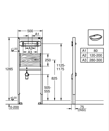 Cadru lavoar Grohe 38544000, Rapid SL, tip instalare in perete, tip alimentare 1/2, tip montare incastrat [1]