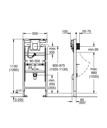 Cadru pisor Grohe 38786001, pisoar Rapid SL, tip instalare incastrat, design modern, fixare sigura [3]