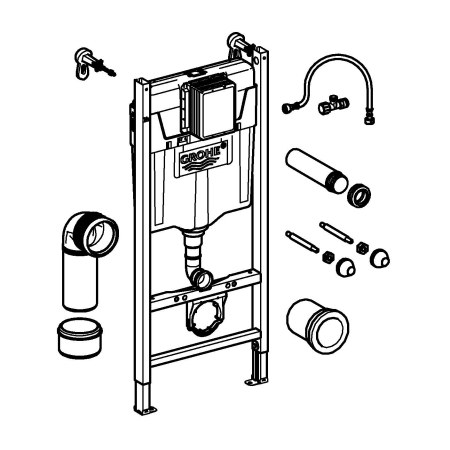 Cadru WC 2in1 Grohe 38971000, 1130 mm, 500 mm, 90, 110 mm, 480 mm, 2 moduri spalare, incastrat, suport perete [8]