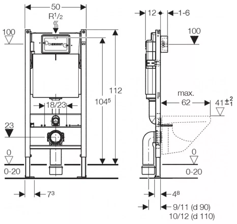 Cadru WC Geberit DuoFix Sigma, incastrat, elemente montaj, 111.300.00.1 [1]
