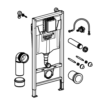 Cadru WC suspendat Grohe 38848000, 1135 mm, 500 mm, 90, 110 mm, 2 moduri spalare, incastrat, uscata, otel [5]