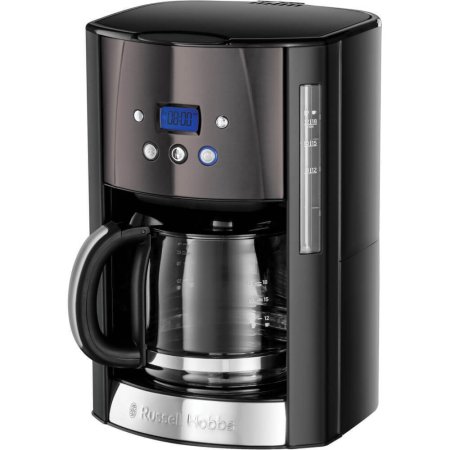 Bucatarie - Cafetiera cu filtru Russell Hobbs 26160-56 Matte Black, 12 cesti, timer programabil 24h, mentinere cald, display LCD, Negru Mat