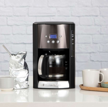 Cafetiera cu filtru Russell Hobbs 26160-56 Matte Black, 12 cesti, timer programabil 24h, mentinere cald, display LCD, Negru Mat [1]