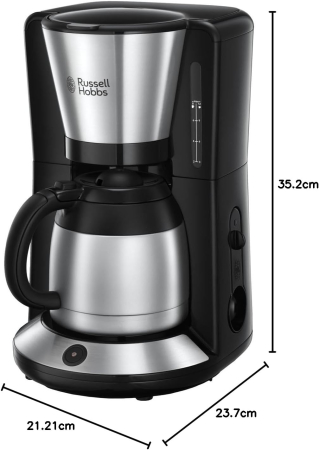 Cafetiera cu termos Russell Hobbs 24020-56 Adventure, 8 cani, 1.1L termos, WhirlTech, oprire automata, Inox/Negru [2]