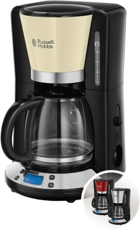 Espressoare si cafetiere - Cafetiera Russell Hobbs Colours Plus+, 1.25L, filtru permanent, plita mentinere cald, indicator nivel apa, crem