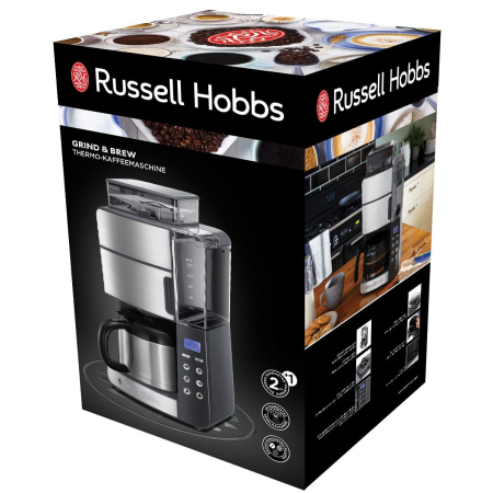Cafetiera Russell Hobbs Grind & Brew Thermal, rasnita integrata, pahar termos, filtru permanent, macinare boabe [3]