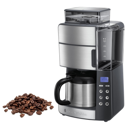 Espressoare si cafetiere - Cafetiera Russell Hobbs Grind & Brew Thermal, rasnita integrata, pahar termos, filtru permanent, macinare boabe