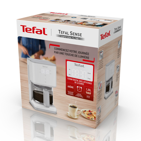 Cafetiera Sense CM693110, ecran digital, functie Aroma, sistem antipicurare, oprire automata, 15 cesti, 1.25 L, alb [10]