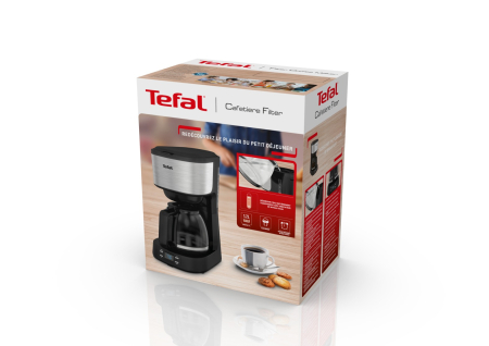 Cafetiera Tefal Equinox CM520D10, 900W, 1.2L, functie pastrare la cald, sistem antipicurare, timer digital, monitorizare nivel apa, negru & arginti [7]
