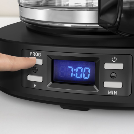 Cafetiera Tefal Equinox CM520D10, 900W, 1.2L, functie pastrare la cald, sistem antipicurare, timer digital, monitorizare nivel apa, negru & arginti [11]
