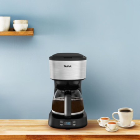 Cafetiera Tefal Equinox CM520D10, 900W, 1.2L, functie pastrare la cald, sistem antipicurare, timer digital, monitorizare nivel apa, negru & arginti [12]