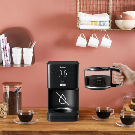 Cafetiera TEFAL Smart'n Light CM600810, 1000W, ecran digital, capacitate 1.25L, functie auto OFF, sistem antipicurare, carafa sticla, functie mentiner [5]