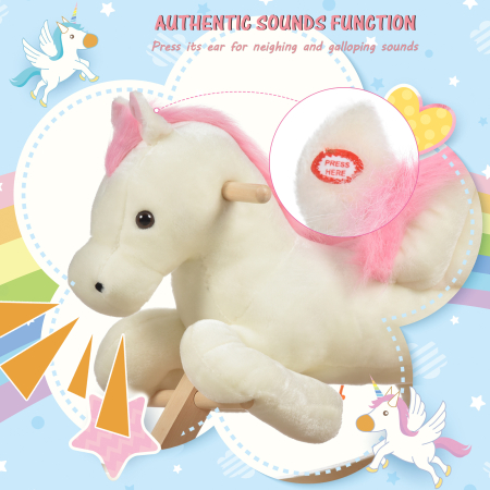  Cal Balansoar Alb si Roz cu Sunete si Structura din Lemn de Plop [4]