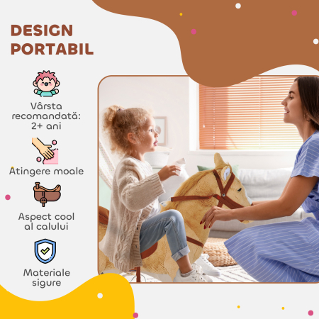  Cal balansoar din plus pentru copil de la 2 ani, cu efecte sonore, sa si bride 85 cm (lungime) bej [6]